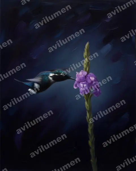 Illustration Huile : Chaetocercus heliodor (Colibri héliodore)