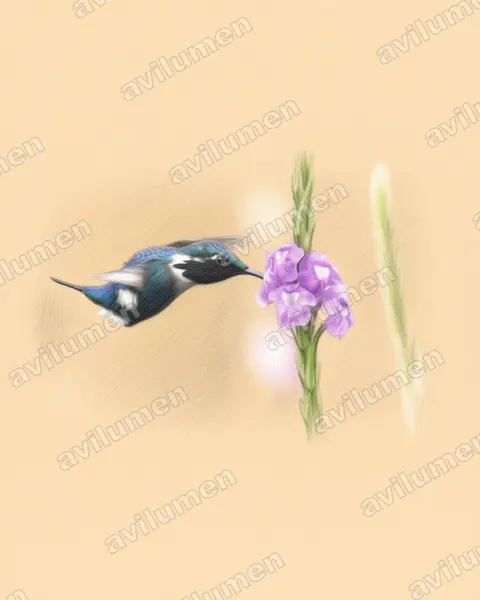 Illustration Crayon de couleur : Chaetocercus heliodor (Colibri héliodore)