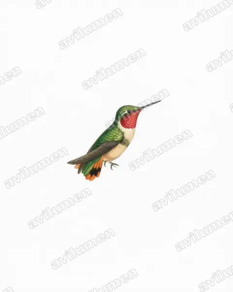 Ilustración en Acuarela: Chaetocercus jourdanii (Colibrí de Jourdan​)