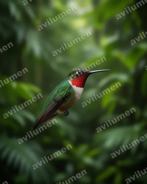 Ilustración en Realista: Chaetocercus jourdanii (Colibrí de Jourdan​)