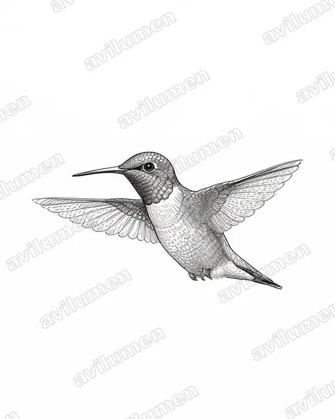 Ink illustration: Chaetocercus mulsant (White-bellied woodstar)