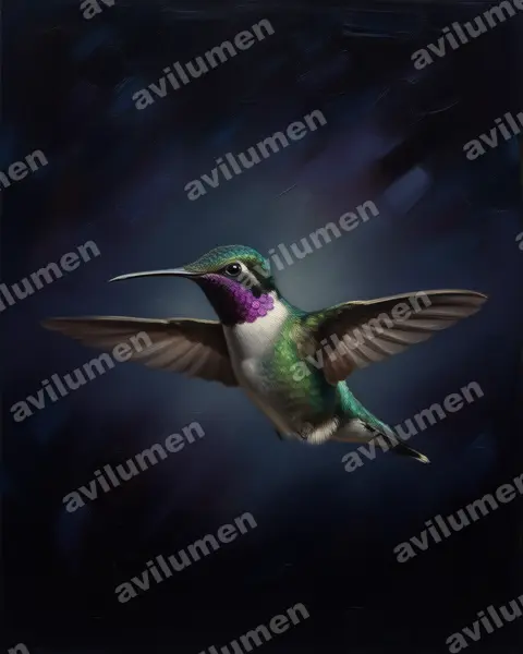 Oil illustration: Chaetocercus mulsant (White-bellied woodstar)