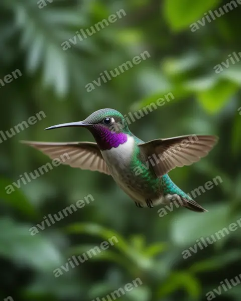 Realistic illustration: Chaetocercus mulsant (White-bellied woodstar)