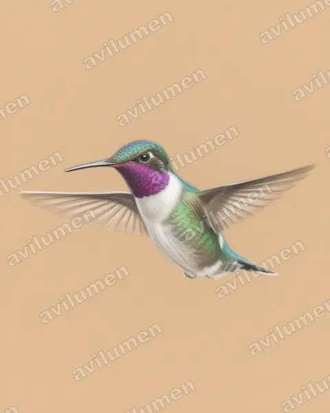 Colored pencil illustration: Chaetocercus mulsant (White-bellied woodstar)