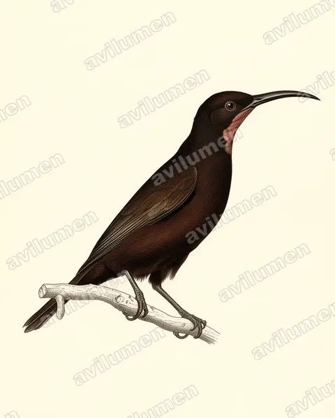 Amethyst Sunbird（Chalcomitra amethystina）的古典图版插画