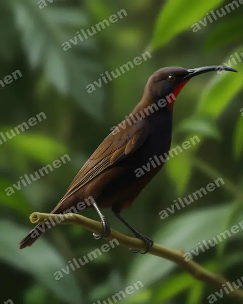Amethyst Sunbird（Chalcomitra amethystina）的写实插画