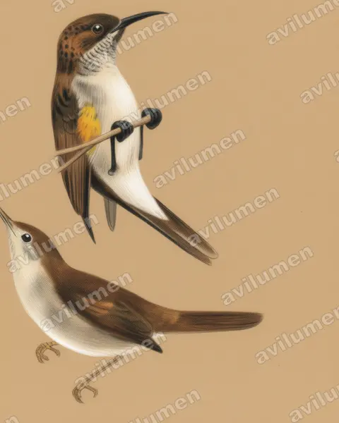 Illustration im Stil Buntstift: Socotra Sunbird (Chalcomitra balfouri)