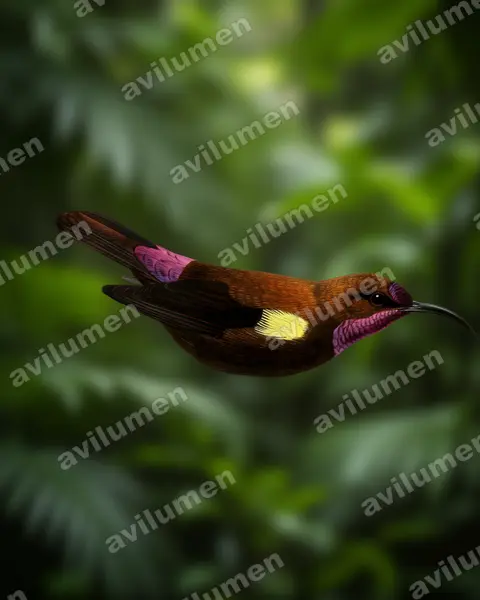 Carmelite Sunbird（Chalcomitra fuliginosa）的写实插画