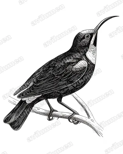 Ink illustration: Chalcomitra hunteri (Hunter's Sunbird)