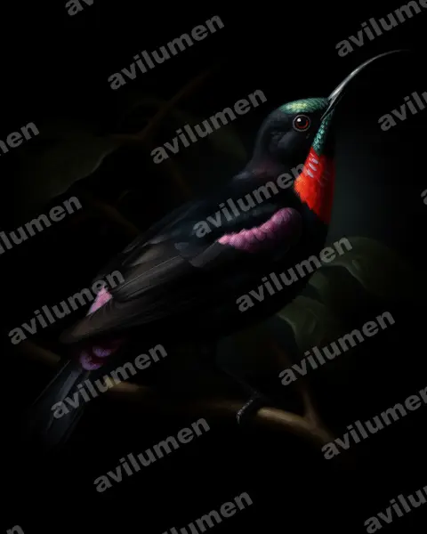 Oil illustration: Chalcomitra hunteri (Hunter's Sunbird)