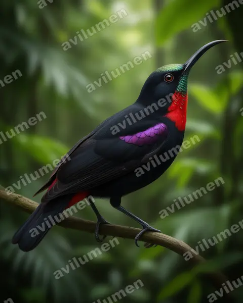 Realistic illustration: Chalcomitra hunteri (Hunter's Sunbird)