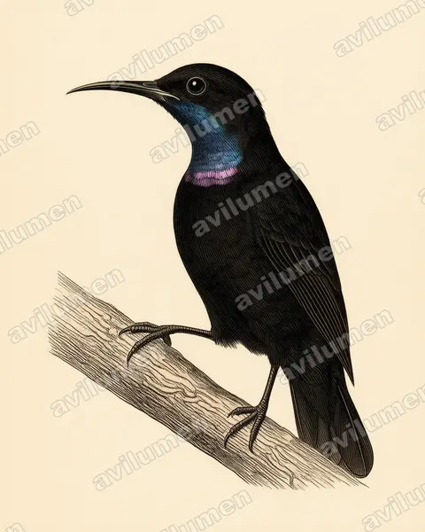 Illustration Planche ancienne : Chalcomitra rubescens (Souïmanga à gorge verte)
