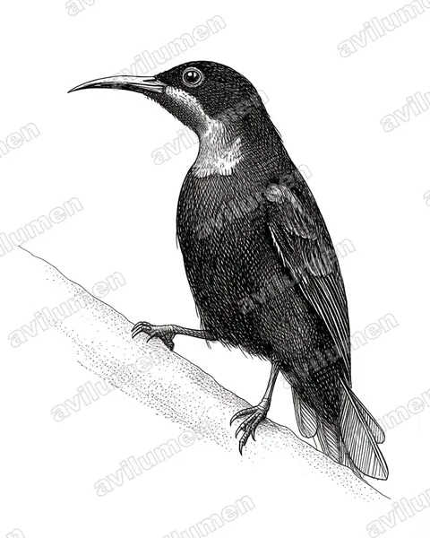 Illustration Encre : Chalcomitra rubescens (Souïmanga à gorge verte)
