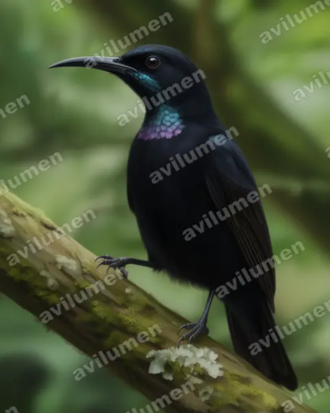 Illustration Réaliste : Chalcomitra rubescens (Souïmanga à gorge verte)