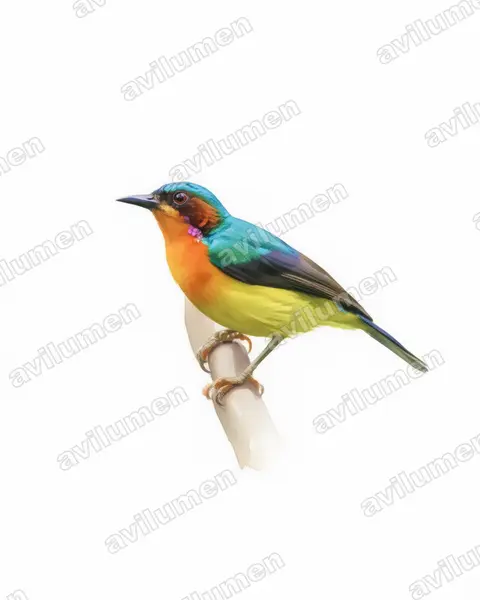 Ilustración en Acuarela: Chalcoparia singalensis (Suimanga Carirrubí)