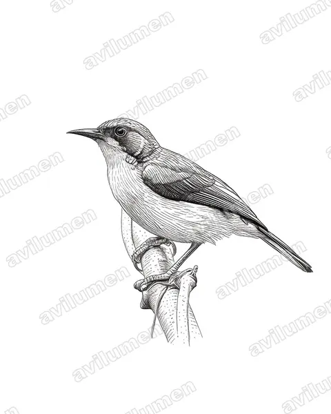 Ilustración en Tinta: Chalcoparia singalensis (Suimanga Carirrubí)