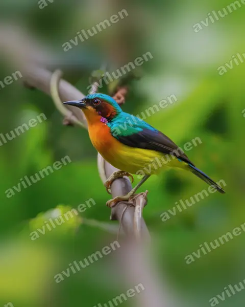 Ilustración en Realista: Chalcoparia singalensis (Suimanga Carirrubí)