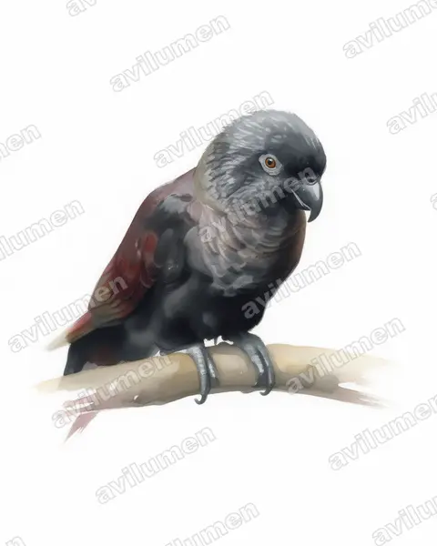 Watercolor illustration: Chalcopsitta atra (Black Lory)