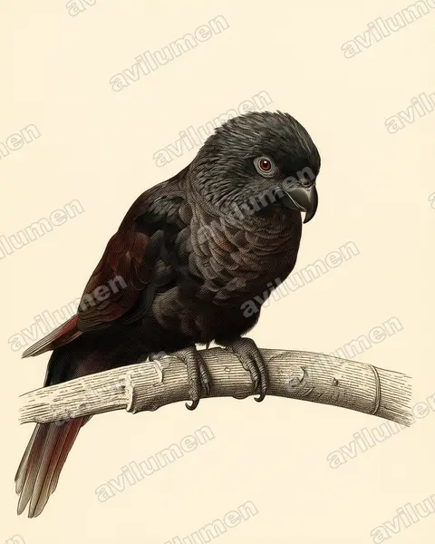 Vintage plate illustration: Chalcopsitta atra (Black Lory)