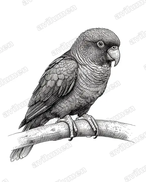 Ink illustration: Chalcopsitta atra (Black Lory)