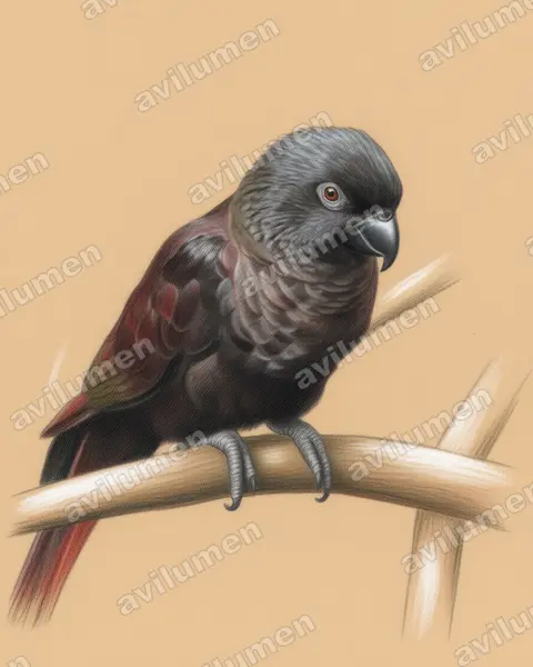 Colored pencil illustration: Chalcopsitta atra (Black Lory)