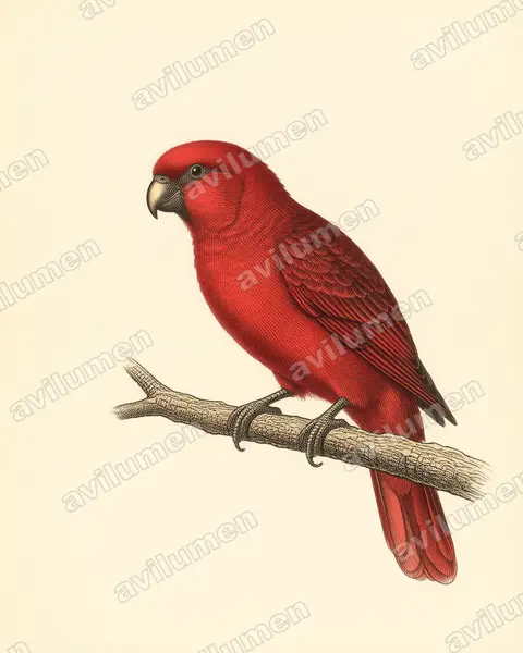 Cardinal Lory（Chalcopsitta cardinalis）的古典图版插画
