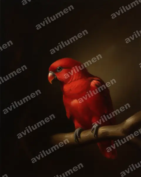 Cardinal Lory（Chalcopsitta cardinalis）的油画插画