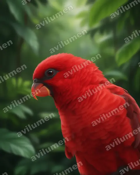 Cardinal Lory（Chalcopsitta cardinalis）的写实插画