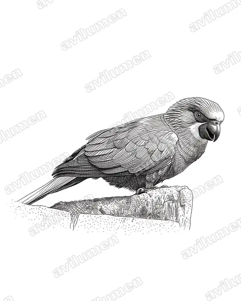 Illustration im Stil Tusche: Braunlori (Chalcopsitta duivenbodei)