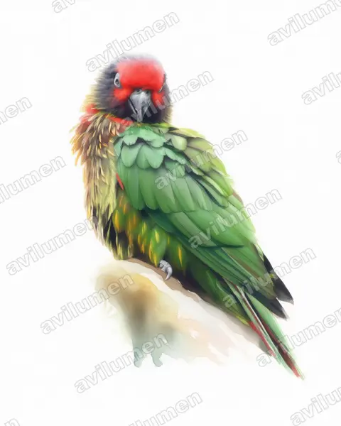 Illustration Aquarelle : Chalcopsitta scintillata (Lori flamméché)