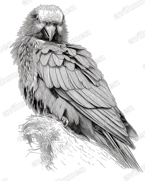 Illustration Encre : Chalcopsitta scintillata (Lori flamméché)