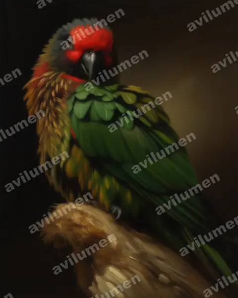 Illustration Huile : Chalcopsitta scintillata (Lori flamméché)