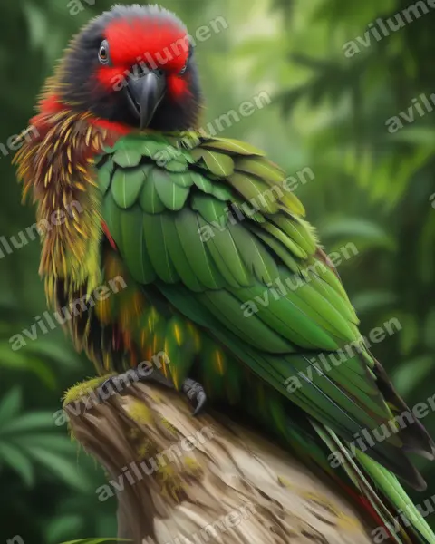 Illustration Réaliste : Chalcopsitta scintillata (Lori flamméché)