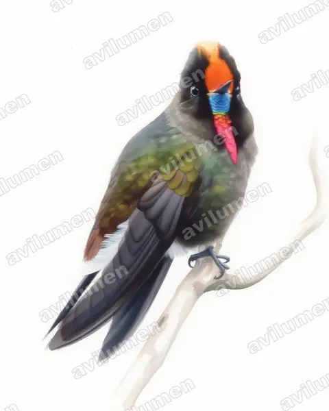 Ilustración en Acuarela: Chalcostigma herrani (Colibrí de Herrán)