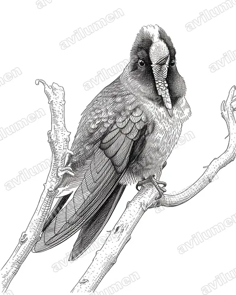Ilustración en Tinta: Chalcostigma herrani (Colibrí de Herrán)