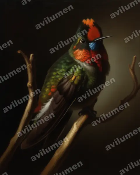 Ilustración en Óleo: Chalcostigma herrani (Colibrí de Herrán)