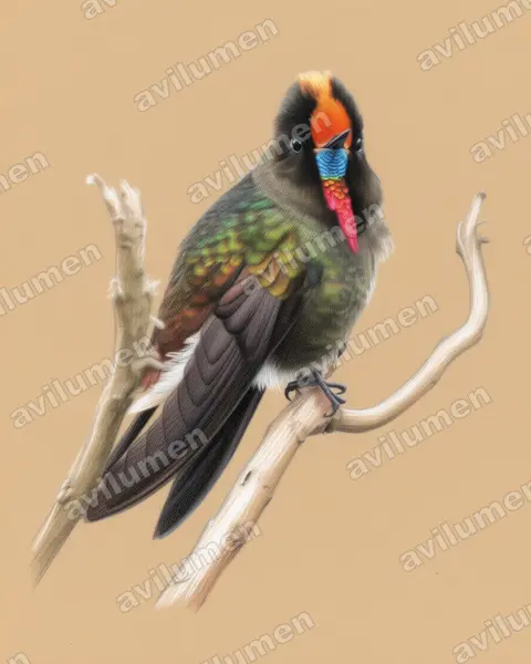 Ilustración en Lápiz de color: Chalcostigma herrani (Colibrí de Herrán)