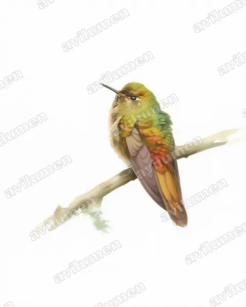 Ilustración en Acuarela: Chalcostigma heteropogon (Colibrí picoespina)