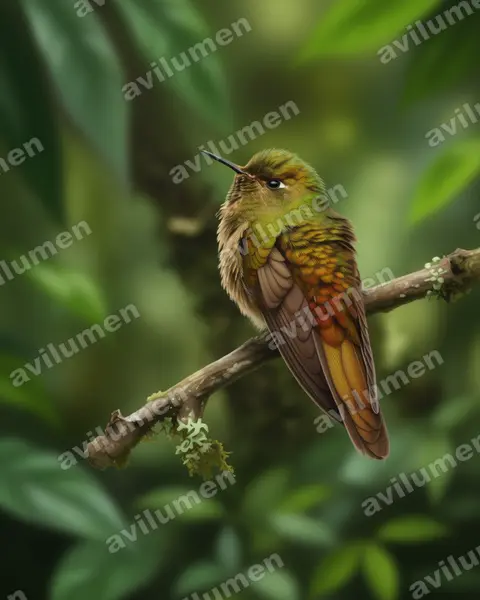 Ilustración en Realista: Chalcostigma heteropogon (Colibrí picoespina)