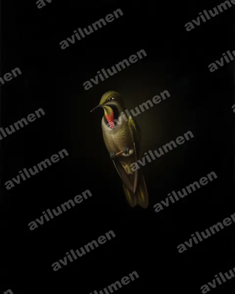Illustration im Stil Öl: Braunglanzschwänzchen (Chalcostigma olivaceum)
