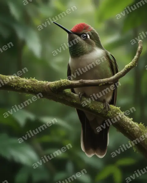 Realistic illustration: Chalcostigma ruficeps (Rufous-capped thornbill)
