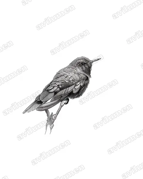 Ink illustration: Chalcostigma stanleyi (Blue-mantled thornbill)