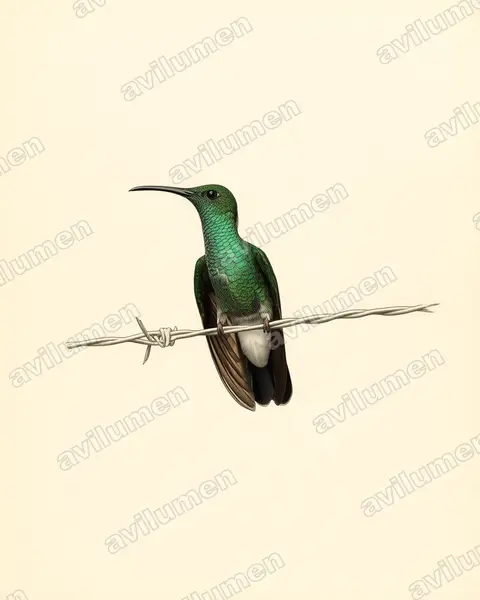 Illustration im Stil Historische Tafel: Blauschwanz-Buffonkolibri (Chalybura buffonii)