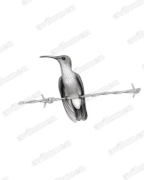Illustration im Stil Tusche: Blauschwanz-Buffonkolibri (Chalybura buffonii)