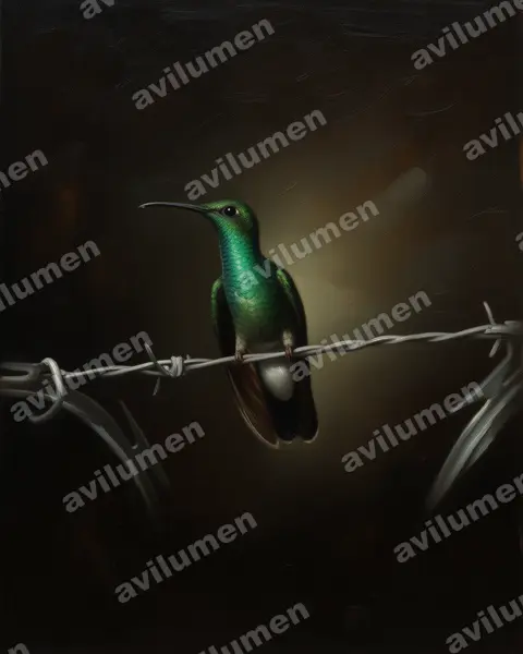 Illustration im Stil Öl: Blauschwanz-Buffonkolibri (Chalybura buffonii)