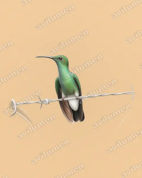 Illustration im Stil Buntstift: Blauschwanz-Buffonkolibri (Chalybura buffonii)