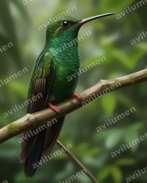 Illustration im Stil Realistisch: Bronzeschwanz-Buffonkolibri (Chalybura urochrysia)