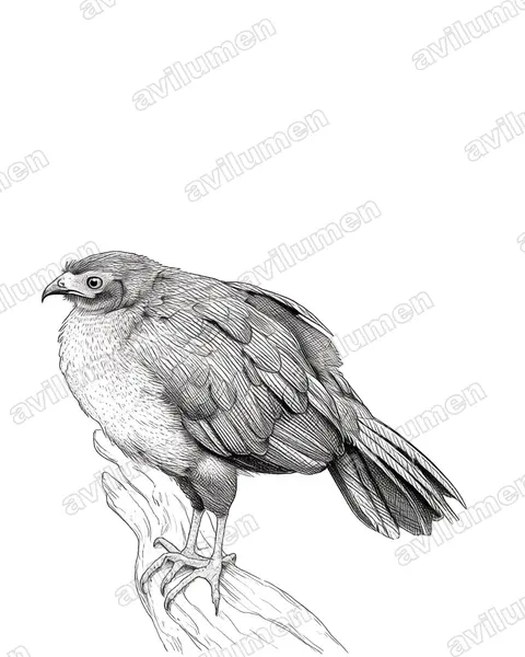 Illustration im Stil Tusche: Sickle-winged Guan (Chamaepetes goudotii)