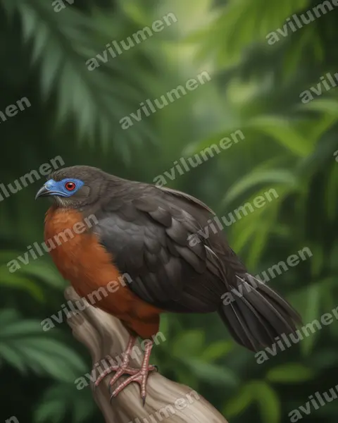 Illustration im Stil Realistisch: Sickle-winged Guan (Chamaepetes goudotii)
