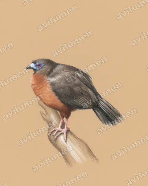 Illustration im Stil Buntstift: Sickle-winged Guan (Chamaepetes goudotii)